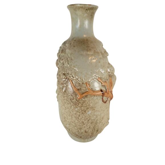 Rustic Ceramic Vase Tree Trunk Birds 9" Tall Votive Holder Decor Vintage Finch - Picture 4 of 16